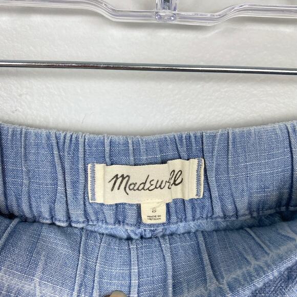 Madewell Chambray Pull On Shorts Elastic‎ Waist Blue Cotton l0048 Summer Small - Picture 7 of 9